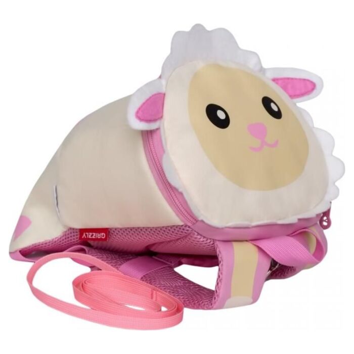 Рюкзак детский GRIZZLY для девочек с укрепленной спинкой и стяжкой-фиксатором RS-991-2/1 овечка 
