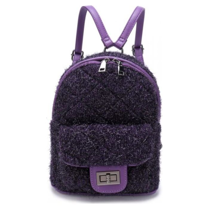 Рюкзак кожаный OrsOro DW-827/2 женский на молнии с одним отделением фиолетовый 
