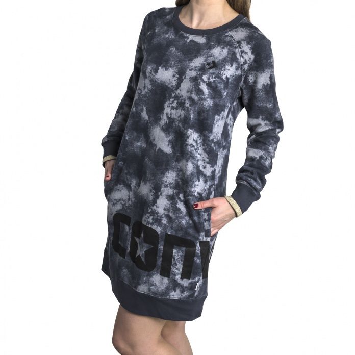 Платье женское Converse Smoke Print Long Sleeve Dress 10005740001 черное 