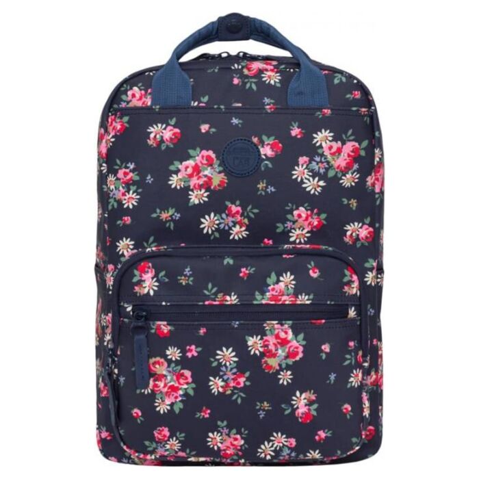 Рюкзак молодежный GRIZZLY для девочек с отделением для гаджетов RD-839-1/2 цветы на синем 