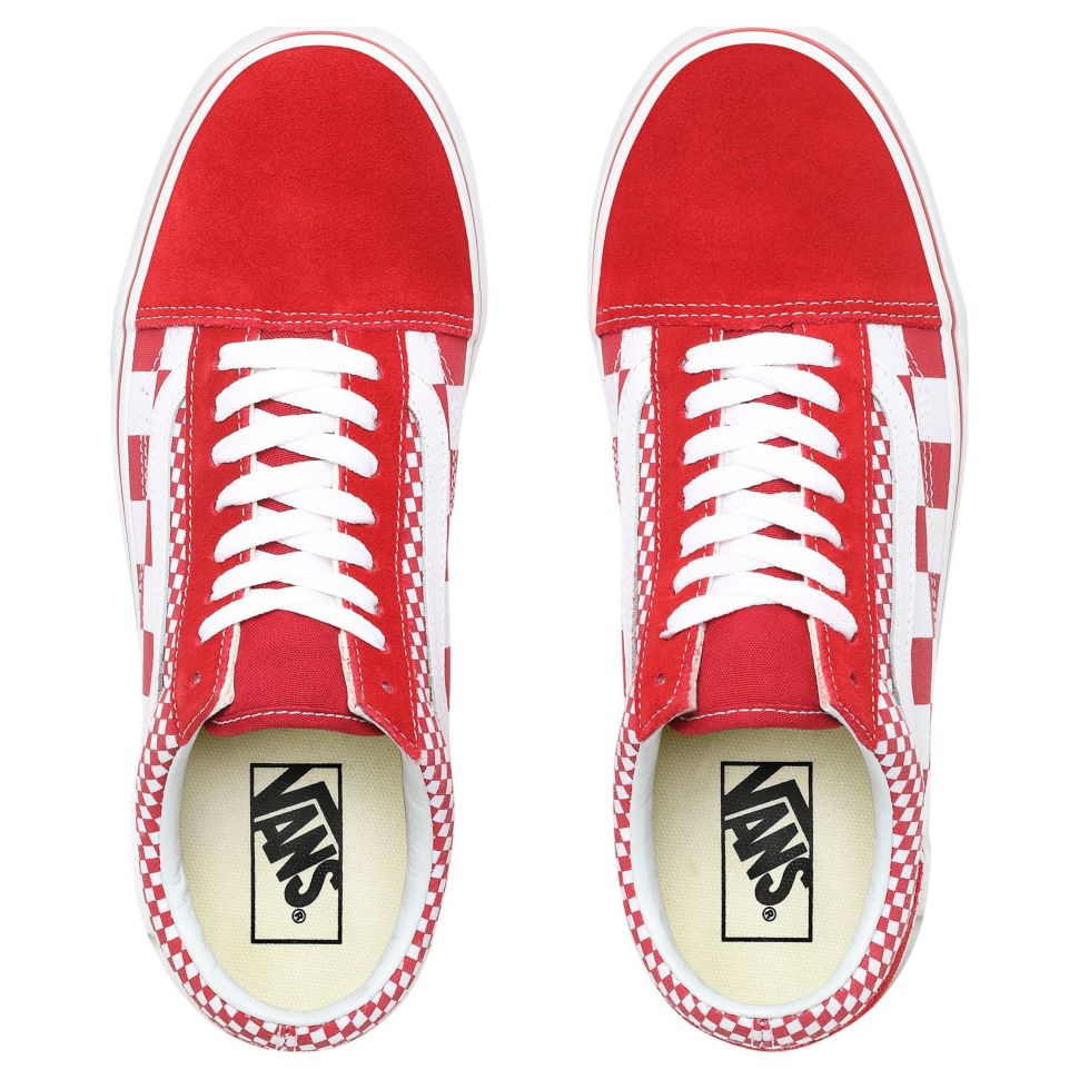 Vans old skool red and white checkered deals