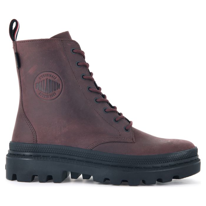 Ботинки женские Palladium Pallatrooper Off-3 77206-215 кожаные бордовые 