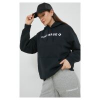 Толстовка женская Converse Strip Wordmark Oversized Fleece Hoodie 10024372001 с капюшоном черная