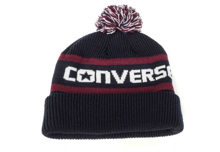 Шапка Converse Jacquard Pom Watchcap 527666 темно-синяя 