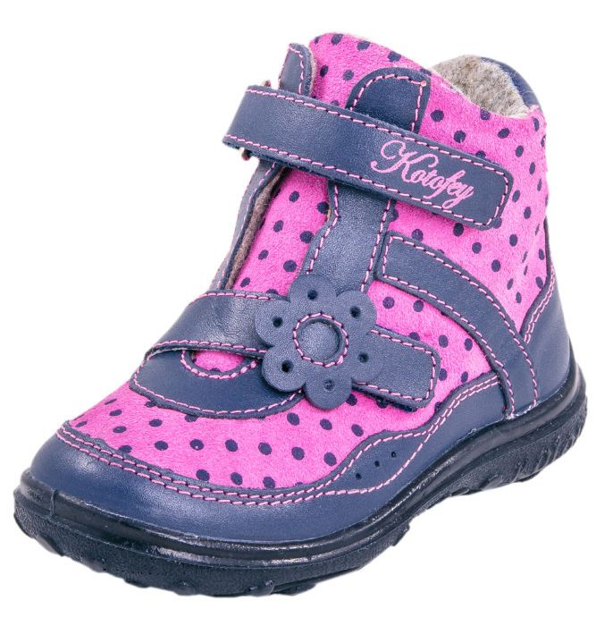 Детские кожаные ботинки Котофей 152128-31 для девочек синие 