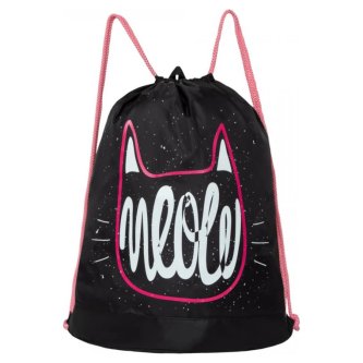 Мешок для обуви GRIZZLY для девочек объемный c карманом на молнии OM-91-7/1 черный