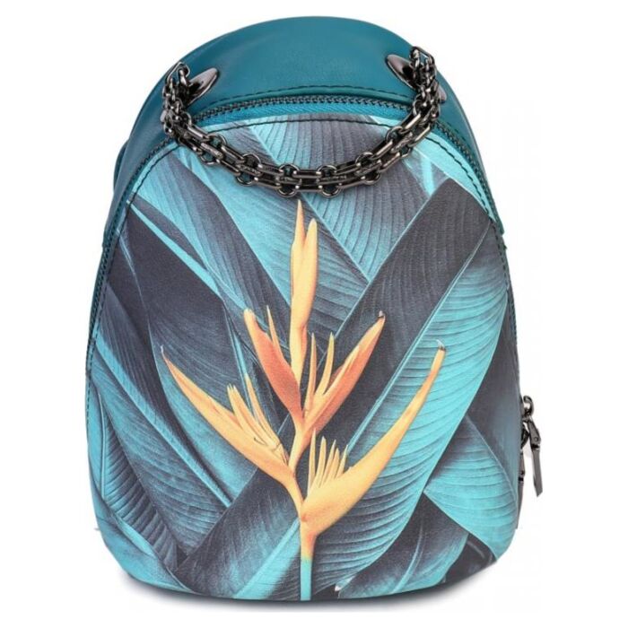 Рюкзак кожаный OrsOro DS-935/9 женский на молнии с одним отделением листья 