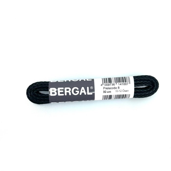 Шнурки Bergal 8143000 круглые вощенные, средние 90 см. черные 
