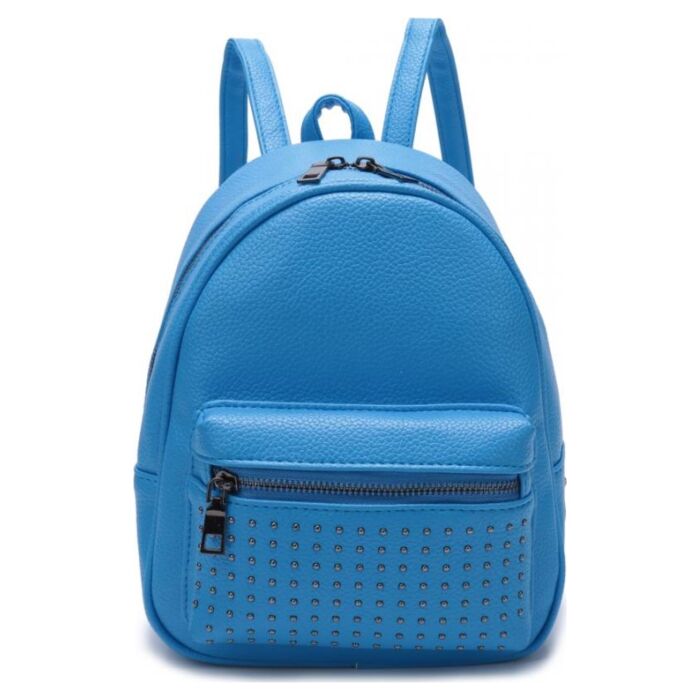 Рюкзак кожаный OrsOro DW-805/1 женский на молнии с одним отделением ярко-голубой 