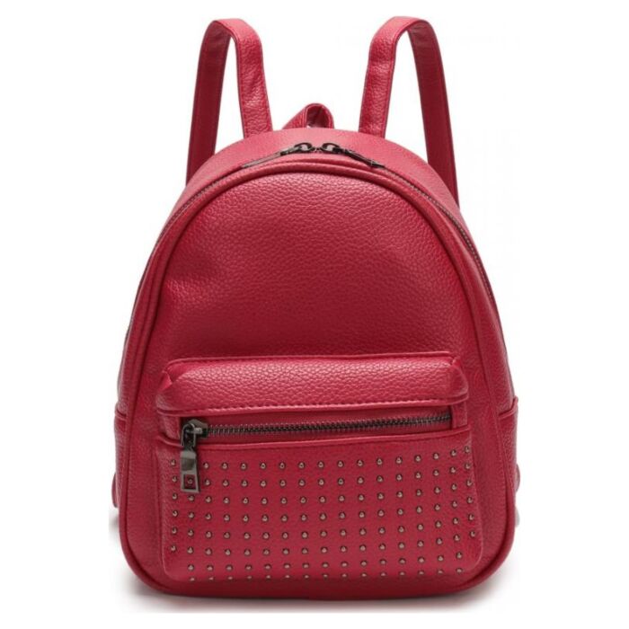 Рюкзак кожаный OrsOro женский на молнии с одним отделением DW-805/2 красный 