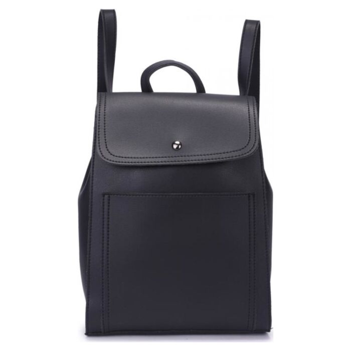 Рюкзак кожаный OrsOro женский с одним отделением на молнии с клапаном DW-832/1 черный 