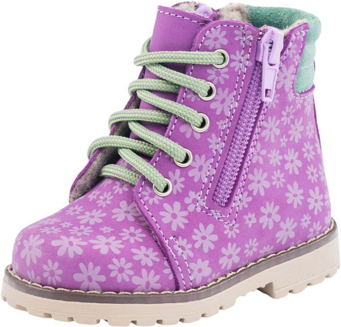 Детские кожаные ботинки Котофей 152136-33 для девочек фиолетовые 