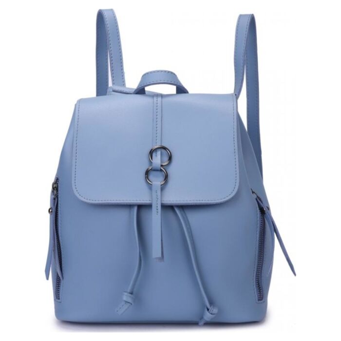 Рюкзак кожаный OrsOro женский с одним отделением на затяжках с клапаном DW-833/2 небесно-голубой 