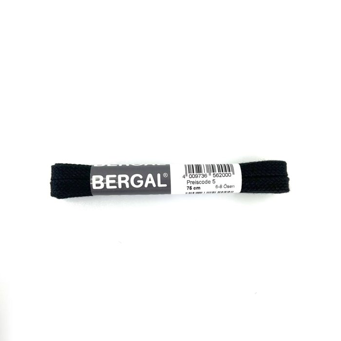 Шнурки Bergal 8562000 плоские широкие 75 см. черные 