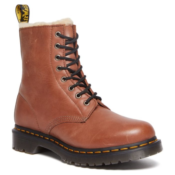 Ботинки женские Dr.Martens 1460 SERENA FAUX FUR-LINED 27782225 (TENB22258772) кожаные высокие коричневые 