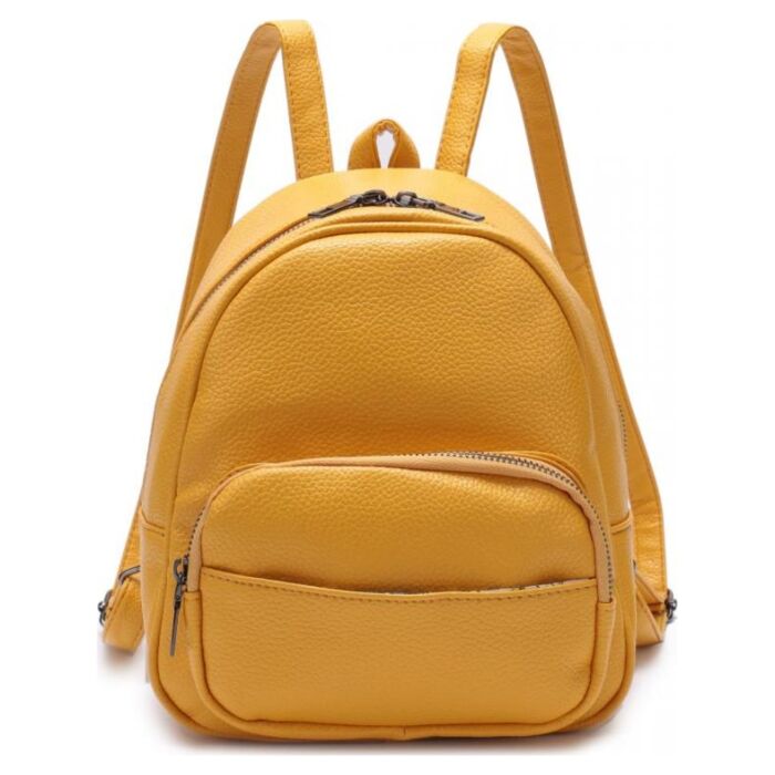 Рюкзак кожаный OrsOro женский на молнии с одним отделением DW-808/4 желтый 