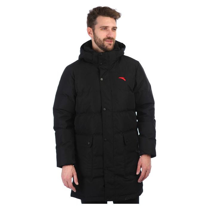 Куртка мужская Anta 85847978-2 спортивная пуховая удлинённая с капюшоном черная 