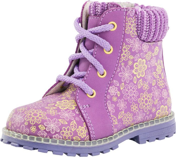 Детские кожаные ботинки Котофей 152145-33 для девочек фиолетовые 