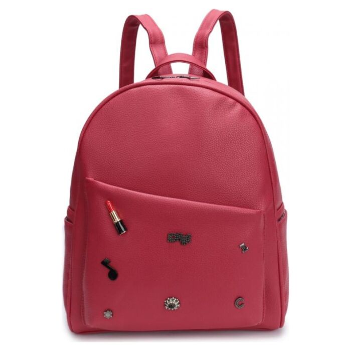 Рюкзак кожаный OrsOro женский на молнии с одним отделением DW-809/2 красный 