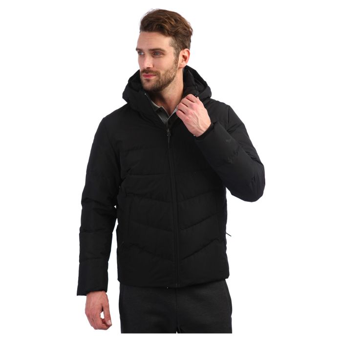 Куртка мужская Anta 85849918-2 спортивная пуховая средней длины с капюшоном черная 