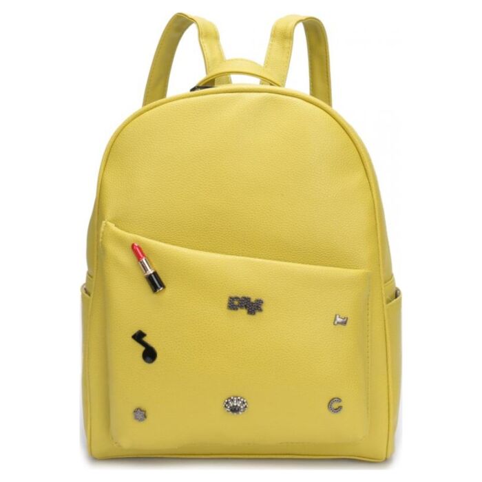 Рюкзак кожаный OrsOro женский на молнии с одним отделением DW-809/3 цейлонский желтый 