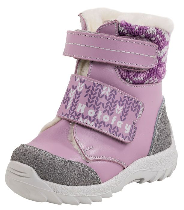 Детские кожаные ботинки Котофей 152156-51 с овчиной для девочек фиолетовые 