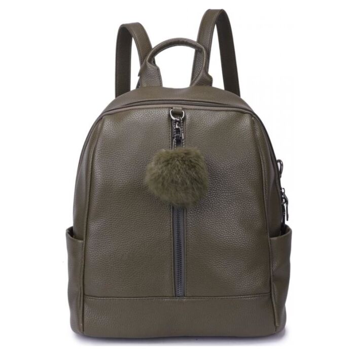 Рюкзак кожаный OrsOro женский на молнии с одним отделением DW-837/2 оливковый 