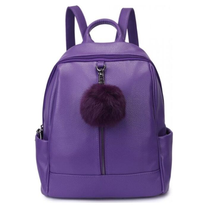 Рюкзак кожаный OrsOro женский на молнии с одним отделением DW-837/3 фиолетовый 