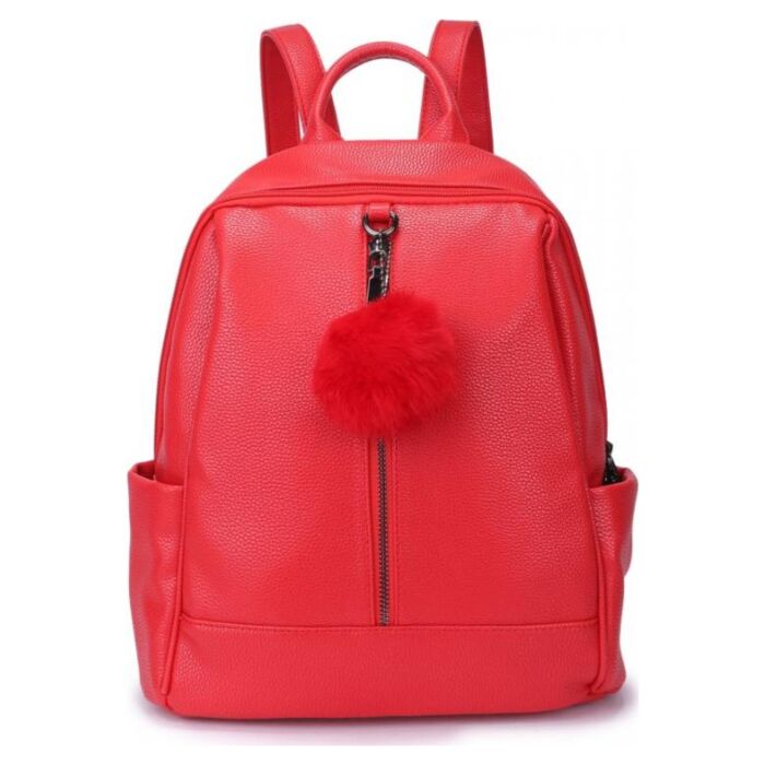 Рюкзак кожаный OrsOro женский на молнии с одним отделением DW-837/4 красный 
