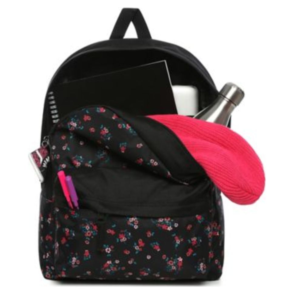 Vans realm black floral print backpack online