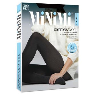 Колготки женские MINIMI темно-коричневые COTTON WOOL 200 MOKA