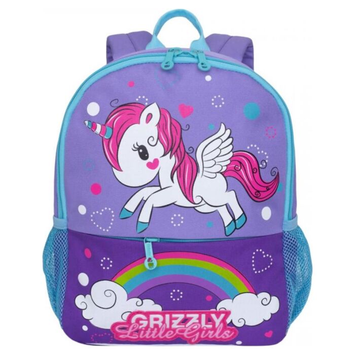 Рюкзак детский GRIZZLY для девочек с одним отделением и укрепленной спинкой RK-994-2/4 лаванда - фиолетовый 
