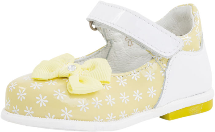 Детские кожаные туфли Котофей 132095-24 для девочек желтые 