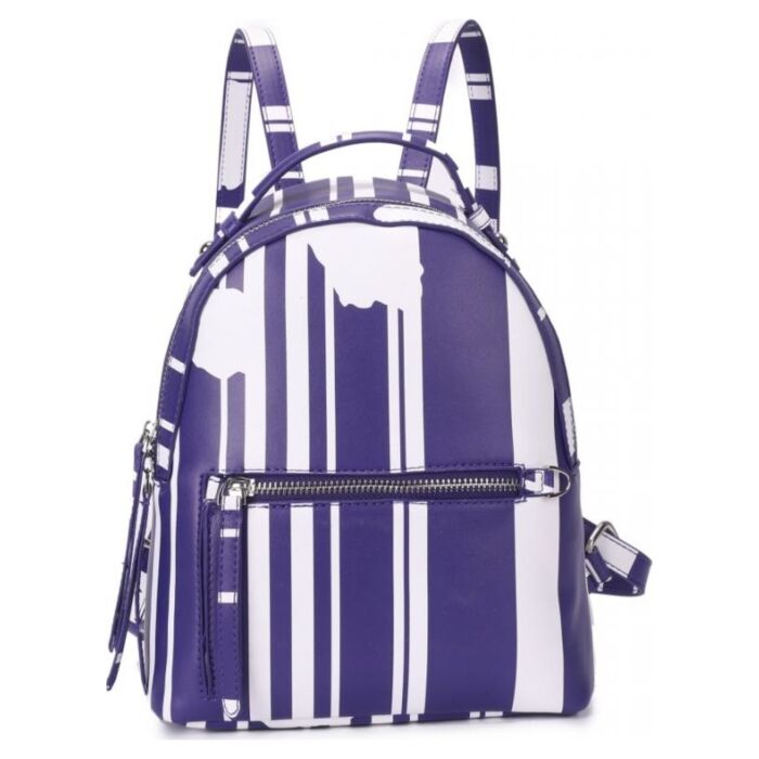 Рюкзак кожаный OrsOro женский на молнии с одним отделением DW-838/5 фиолетовый - белый 