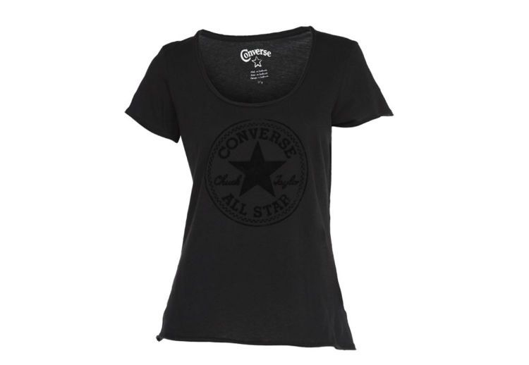 Купить футболка женская Converse (конверс) CHUCK PATCH SS SCOOP черная ...