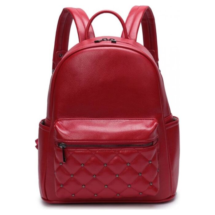 Рюкзак кожаный OrsOro DW-813/3 женский на молнии с одним отделением красный 