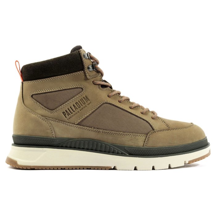 Ботинки Palladium Pallasider Mid Cuff 08878-377 кожаные серо-зеленые 