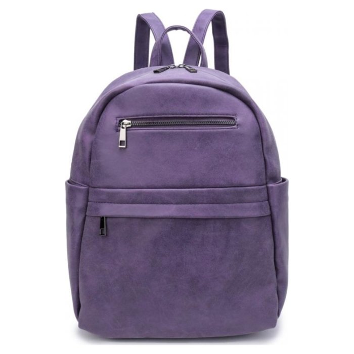 Рюкзак кожаный OrsOro женский на молнии с одним отделением DW-814/3 фиолетовый 