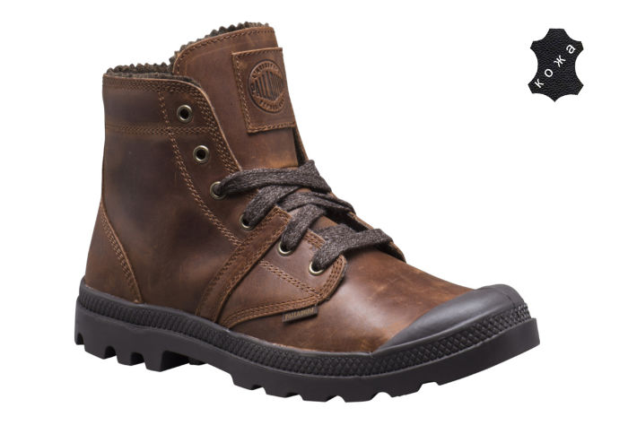 Кожаные мужские ботинки Palladium Pallabrouse Plus 2 03473-244 коричневые Практичные ботинки Palladium Pallabrouse Plus 2 03473-244 коричневые приведут в восторг каждого модника. Модель выполнена из натуральной высококачественной кожи. На языке и боковой части модели расположен логотип бренда Palladium. Рифленая поверхность литой подошвы выполненной из силиконовой резины защищает ботинки от скольжения и придает уверенность при ходьбе. Стильные и в то же время удобные ботинки от Palladium станут необходимой вещью в гардеробе каждой модника. Классическая шнуровка обеспечит надежную фиксацию ботинок на ноге.