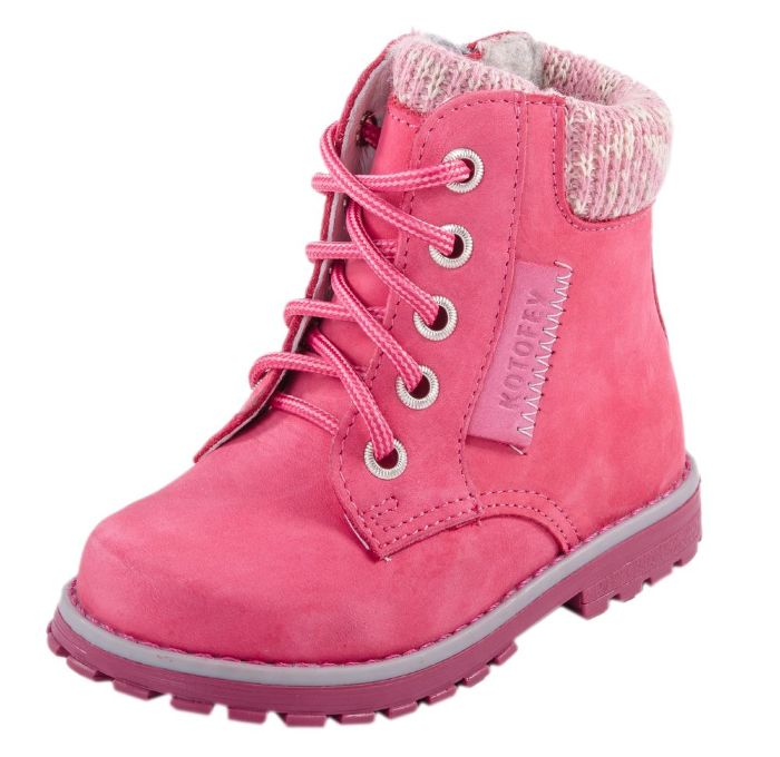 Детские кожаные ботинки Котофей 252058-34 для девочек розовые 