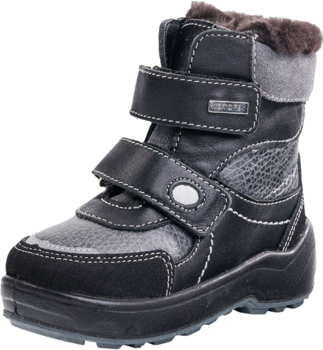 Детские кожаные ботинки Котофей 252078-51 с овчиной для мальчиков черные 