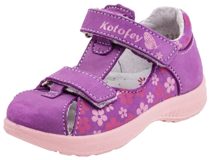 Детские кожаные сандалии Котофей 122082-22 для девочек фиолетовые 