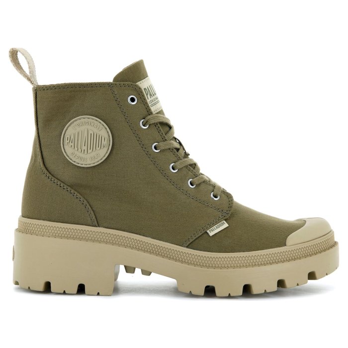 Ботинки женские Palladium Pallabase Twill 96907-204 текстильные зеленые 