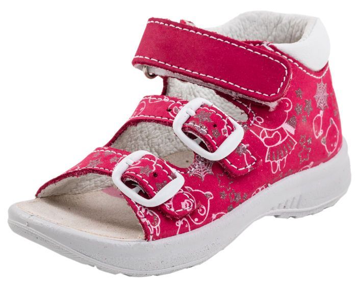 Детские кожаные сандалии Котофей 122088-21 для девочек розовые 