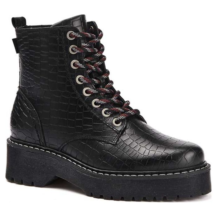 Ботинки женские Bullboxer 364500E6La Black Croco кожаные черные 