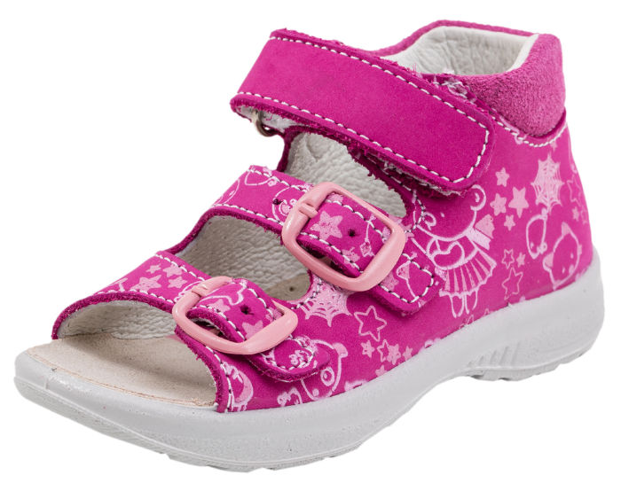 Детские кожаные сандалии Котофей 122088-22 для девочек розовые 