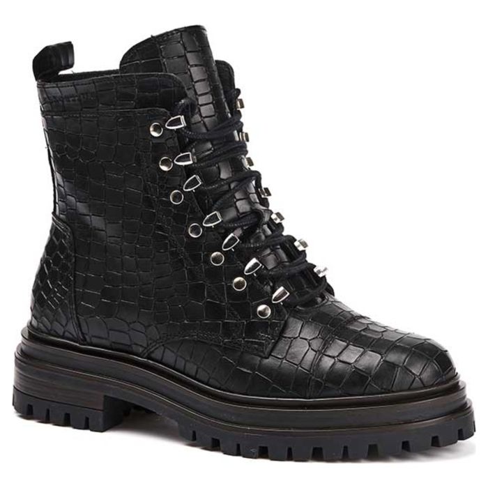 Ботинки женские Bullboxer 372505E6Lb Black Croco кожаные черные 