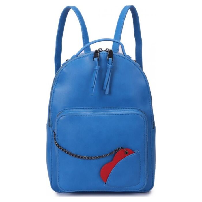 Рюкзак кожаный OrsOro DW-844/3 женский на молнии с одним отделением небесно-голубой 