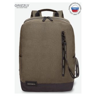 Рюкзак городской GRIZZLY с одним отделением RQL-313-1/3 хаки