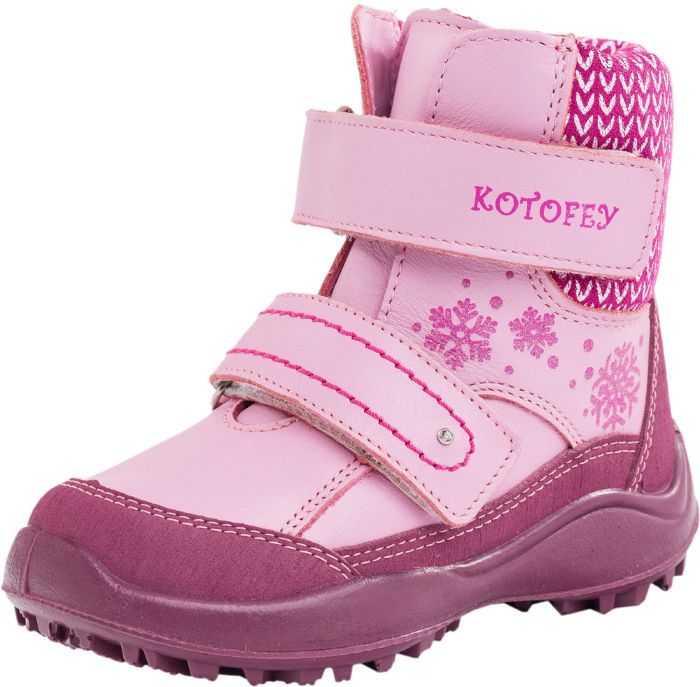 Детские кожаные ботинки Котофей 252113-51 с овчиной для девочек розовые 